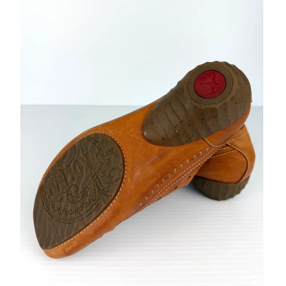 Pikolinos Tan Leather Whipstitch‎ Loafers Womens EU 40 Gran Via Slip On Shoes
